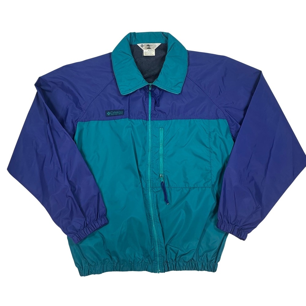 Columbia Mens Vintage Colorblock Windbreaker Jacket Purple Teal KM3150 Size M